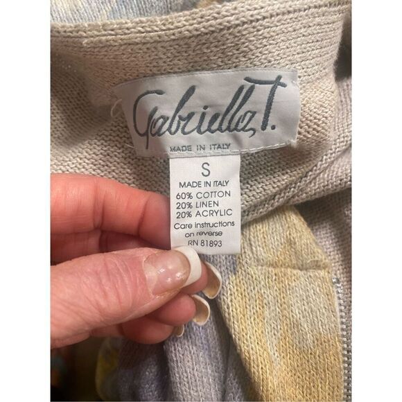 Gabriella T Linen Blend Full Zip Maximalist Cardigan Sz. S.  Made in Italy. - Picture 11 of 12